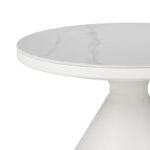 Τραπέζι σαλονιού Coozlin Inart sintered stone σε απόχρωση λευκό μαρμάρου με λευκό μέταλλο Φ70x40εκ