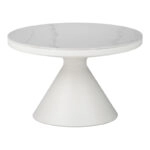 Βοηθητικά τραπέζια Coozlin Inart sintered stone σε απόχρωση λευκό μαρμάρου με λευκό μέταλλο