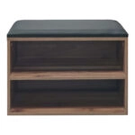 Παπουτσοθήκη-Σκαμπό Kiana 4 ζεύγων με μαξιλάρι σε καρυδί απόχρωση 60x32x44εκ