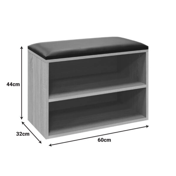 Παπουτσοθήκη-Σκαμπό Kiana 4 ζεύγων με μαξιλάρι σε καρυδί απόχρωση 60x32x44εκ