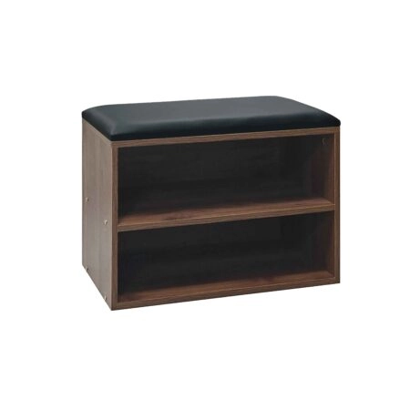 Παπουτσοθήκη-Σκαμπό Kiana  4 ζεύγων με μαξιλάρι σε καρυδί απόχρωση 60x32x44εκ