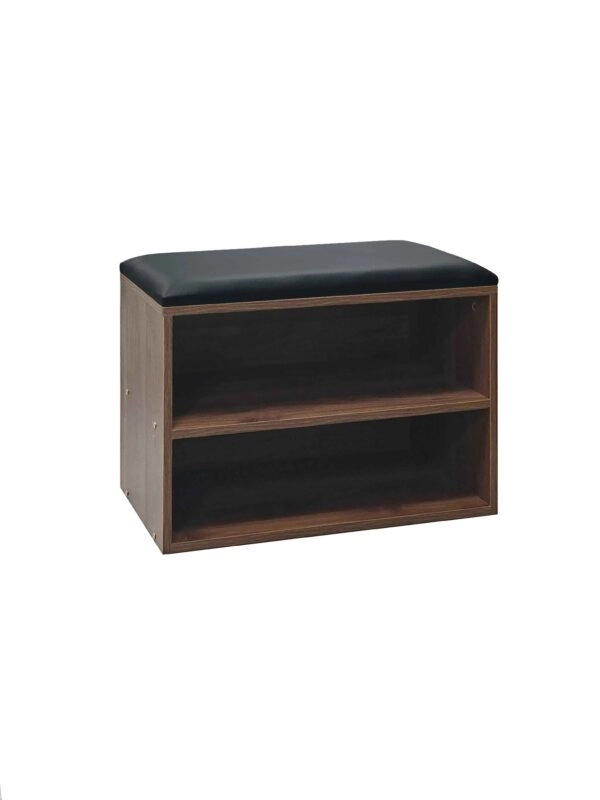 Παπουτσοθήκη-Σκαμπό Kiana 4 ζεύγων με μαξιλάρι σε καρυδί απόχρωση 60x32x44εκ