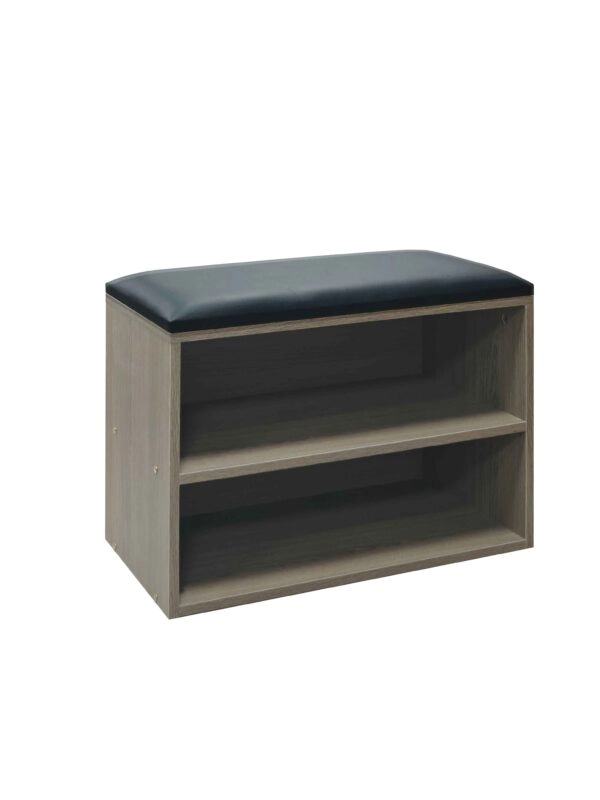 Παπουτσοθήκη-Σκαμπό Kiana 4 ζεύγων με μαξιλάρι σε γκρι-oak απόχρωση 60x32x44εκ