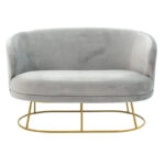 Καναπές 2θέσιος Rony  βελούδο γκρι-χρυσό 132x82x83εκ