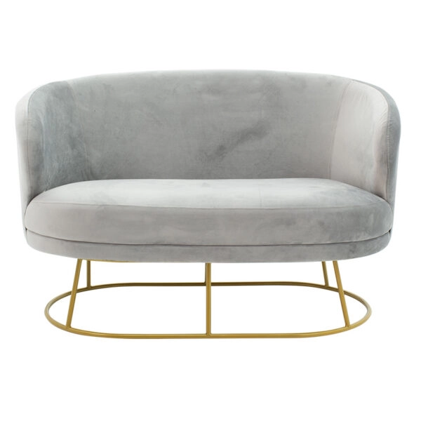 Καναπές 2θέσιος Rony  βελούδο γκρι-χρυσό 132x82x83εκ