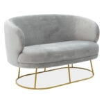 Καναπές 2θέσιος Rony  βελούδο γκρι-χρυσό 132x82x83εκ