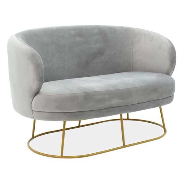 Καναπές 2θέσιος Rony  βελούδο γκρι-χρυσό 132x82x83εκ