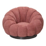 Πολυθρόνα περιστρεφόμενη με σκαμπό Nester μπουκλέ ύφασμα σε απόχρωση σάπιο μήλο 98x97x69εκ