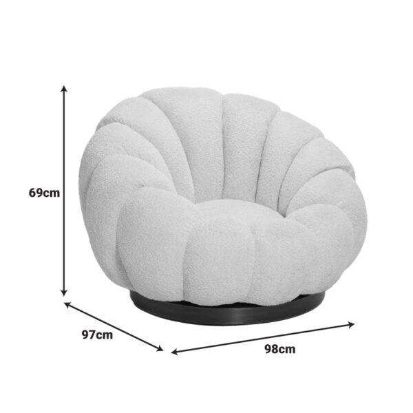 Πολυθρόνα περιστρεφόμενη με σκαμπό Nester μπουκλέ ύφασμα σε απόχρωση σάπιο μήλο 98x97x69εκ