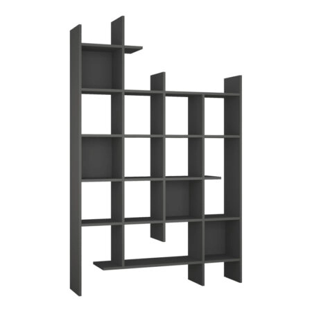 Βιβλιοθήκη Manco  σε ανθρακί απόχρωση 122x25.5x188εκ