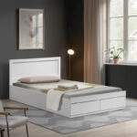 Κρεβάτι Olympus  με συρτάρι σε λευκή απόχρωση 120x200εκ