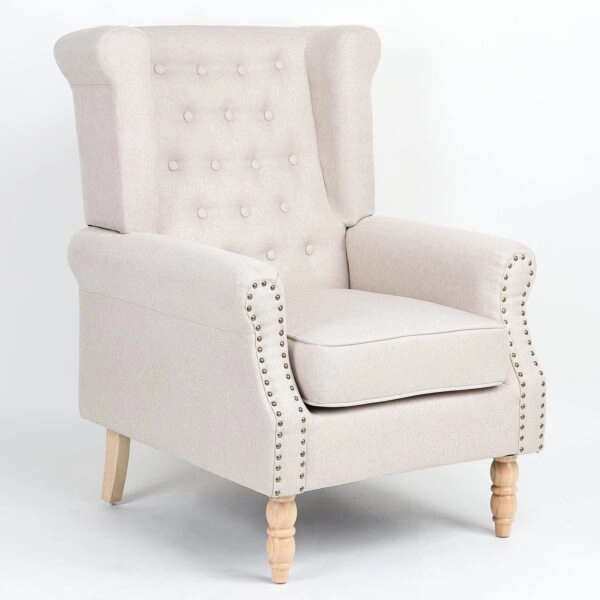 Πολυθρόνα ArteLibre OTTAVIA Μπεζ Ύφασμα 77x80x106cm