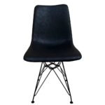 Καρέκλα Τραπεζαρίας ArteLibre SELVA Vintage Μαύρο PU/Μέταλλο 43x57x81cm