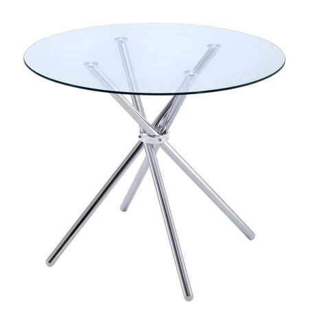 Τραπέζι Τραπεζαρίας ArteLibre PHLAX Διάφανο/Χρώμιο Γυαλί/Μέταλλο Φ120x74cm