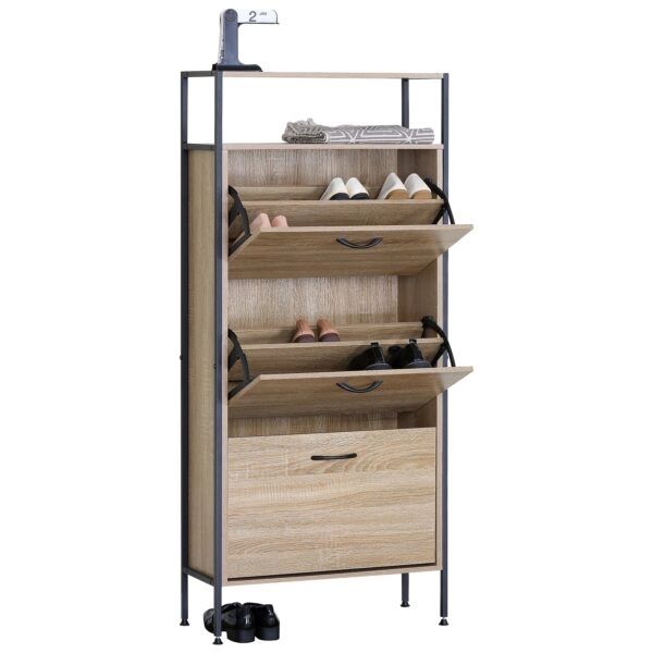 Παπουτσοθήκη ArteLibre ALDERWYN Δρυς/Μαύρο Μοριοσανίδα/Μέταλλο 63x24x141cm