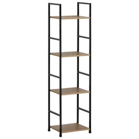 Ραφιέρα ArteLibre DARROW Με 4 Ράφια Δρυς/Μαύρο Μοριοσανίδα/Μέταλλο 29.1x23.5x112cm
