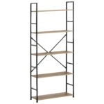 Ραφιέρα ArteLibre DARROW Με 5 Ράφια Δρυς/Μαύρο Μοριοσανίδα/Μέταλλο 58.6x23.5x144cm