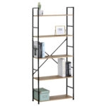 Ραφιέρα ArteLibre DARROW Με 5 Ράφια Δρυς/Μαύρο Μοριοσανίδα/Μέταλλο 58.6x23.5x144cm