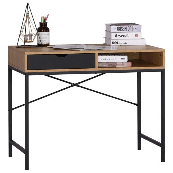 Γραφείο ArteLibre FENWICK Δρυς/Μαύρο Μοριοσανίδα/Μέταλλο 98x48x76.3cm