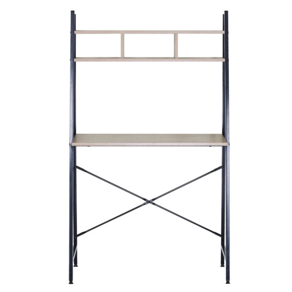 Γραφείο ArteLibre LYNDALE Με Ράφια Δρυς/Μαύρο Μοριοσανίδα/Μέταλλο 84x46x142cm