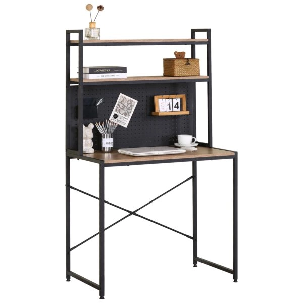 Γραφείο ArteLibre OSWELL Με Ράφια Μαύρο/Δρυς Μέταλλο/Μοριοσανίδα 84x50x148.5cm