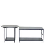 Τραπεζάκι Σαλονιού ArteLibre ROWDEN Μαύρο Μάρμαρο Μοριοσανίδα/Μέταλλο 60x60x50/80x47x45cm Σετ 2Τμχ