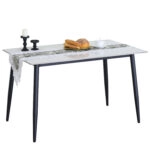 Τραπέζι Τραπεζαρίας ArteLibre VENSHIRE Λευκό Μάρμαρο/Μαύρο Κεραμικό/Μέταλλο 121x72x73cm