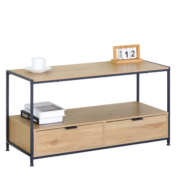 Τραπεζάκι Σαλονιού ArteLibre WEXLEY Δρυς/Μαύρο Μοριοσανίδα/Μέταλλο 100x40x50cm