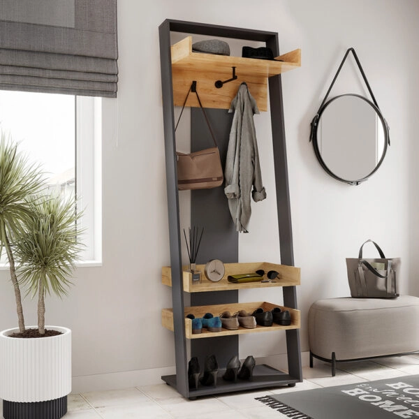 Έπιπλο εισόδου Sciove σε ανθρακί-φυσική απόχρωση 70x40x200εκ