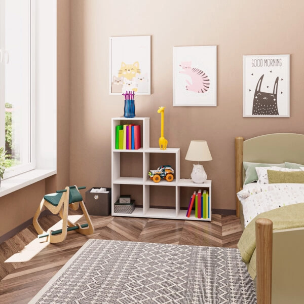 Βιβλιοθήκη Schody  σε λευκή απόχρωση 105.5x29.2x107εκ