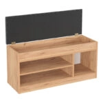 Έπιπλο εισόδου- σκαμπό- παπουτσοθήκη Oriental  σε oak απόχρωση 100x37.2x50εκ
