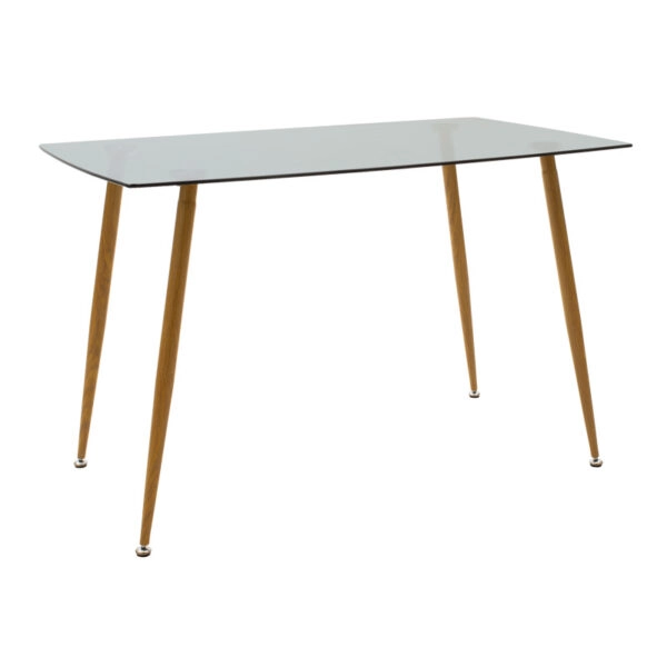 Τραπεζαρία Chloe-Ezra  σετ 5τεμ γυάλινο 8χιλ ανθρακί - πόδι φυσικό 120x70x75εκ