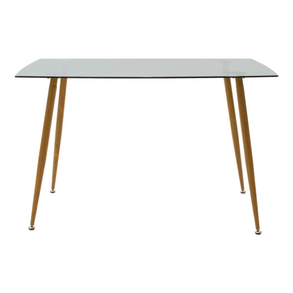 Τραπεζαρία Chloe-Ezra  σετ 5τεμ γυάλινο 8χιλ ανθρακί - πόδι φυσικό 120x70x75εκ