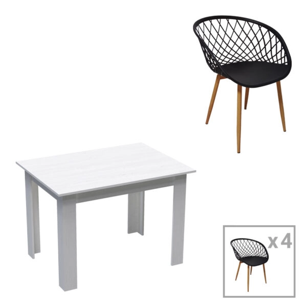 Τραπεζαρία Manka-Ezra  σετ 5τεμ σε λευκή απόχρωση 110x80x77εκ