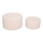 Σκαμπό - Πουφ Gabello σετ 2τεμ ύφασμα μπουκλέ μπεζ Φ44x26.5εκ