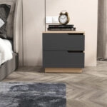 Κομοδίνο Verena  σε φυσική-ανθρακί απόχρωση 48x40x48εκ