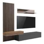 Σύνθετο σαλονιού Litende  σε ανθρακί-oak απόχρωση 249.4x42.2x199.5εκ