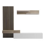 Σύνθετο σαλονιού Litende  σε λευκή-sonoma απόχρωση 249.4x42.2x199.5εκ