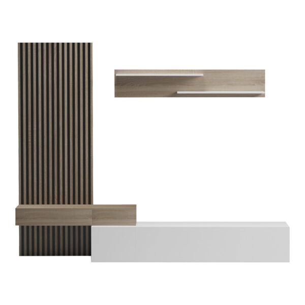 Σύνθετο σαλονιού Litende  σε λευκή-sonoma απόχρωση 249.4x42.2x199.5εκ