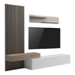 Σύνθετο σαλονιού Litende  σε λευκή-sonoma απόχρωση 249.4x42.2x199.5εκ