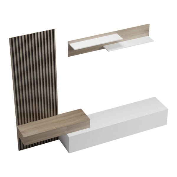 Σύνθετο σαλονιού Litende  σε λευκή-sonoma απόχρωση 249.4x42.2x199.5εκ