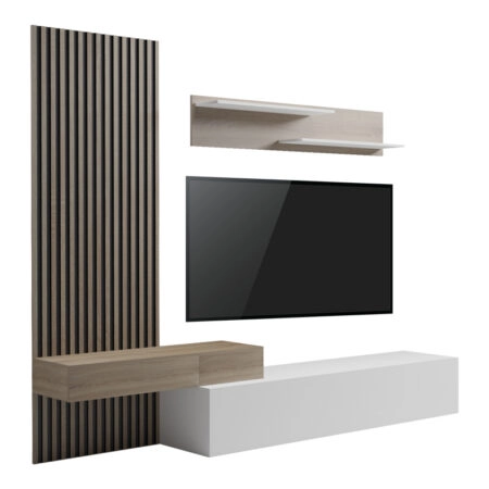 Σύνθετο σαλονιού Litende  σε λευκή-sonoma απόχρωση 249.4x42.2x199.5εκ