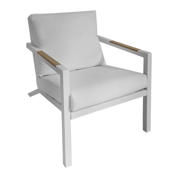 Artekko Alu Πολυθρόνα Αλουμινίου Με Λευκά  Μαξιλάρια (70x95x76)cm