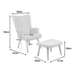 Πολυθρόνα με υποπόδιο Melisia  βεραμάν ύφασμα και ξύλινο πόδι σε φυσική απόχρωση 59x67x94εκ