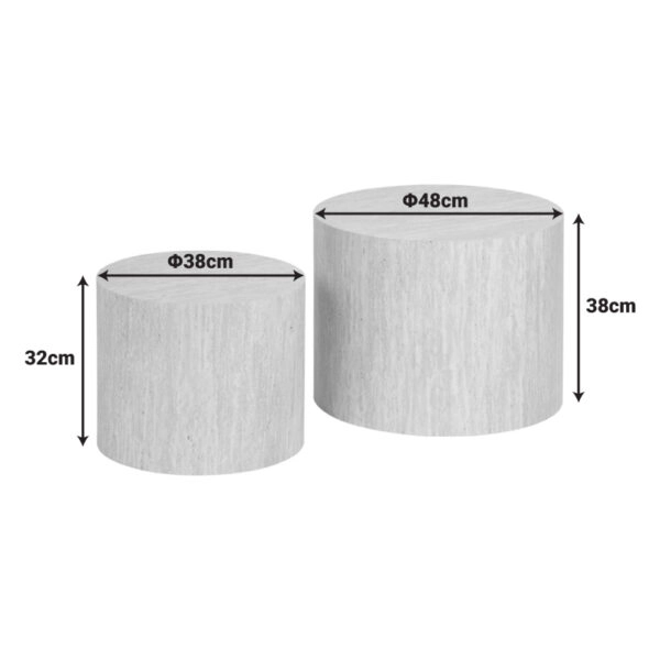 Βοηθητικά τραπεζάκια 2τεμ Zonar  MDF σε όψη τραβερτίνας