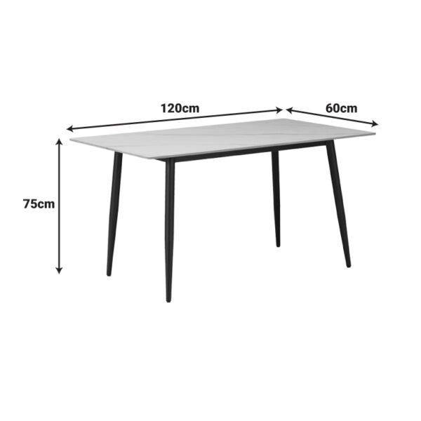 Τραπέζι Gustas  γκρι μαρμάρου sintered stone-μαύρο μέταλλο 120x60x75εκ