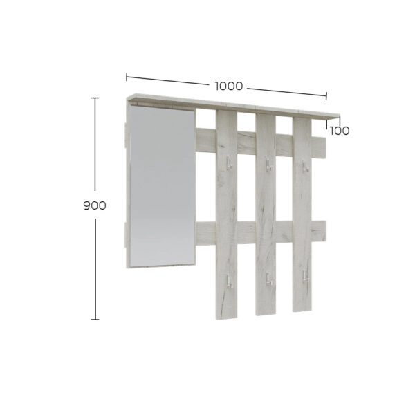 Κρεμάστρα Reno με Καθρέπτη Λευκό 100x10x90cm