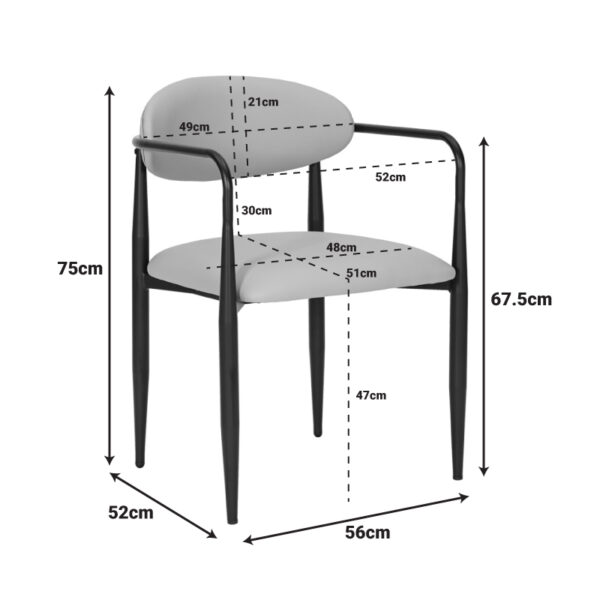 Πολυθρόνα Kalone  pu σε μαύρη απόχρωση 56x55x78εκ