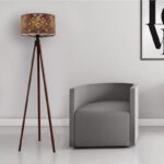 Φωτιστικό δαπέδου Rosling Megapap Mdf/ύφασμα Pvc χρώμα καρυδί - πολύχρωμο 38x38x140εκ.