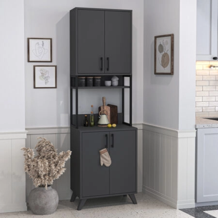 Έπιπλο κουζίνας Sedef Megapap χρώμα ανθρακί 61x40x202